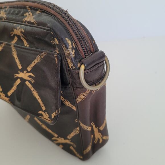 Longchamp Paris Signature Geniue Leather Clutch Brown Pouch Zip Around Bag - Picture 6 of 11